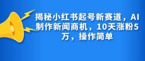 揭秘小红书起号新赛道，AI制作新闻商机，10天涨粉1万，操作简单-网创星球