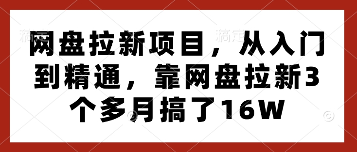 网盘拉新项目,从入门到精通,靠网盘拉新3个多月搞了16W-网创星球