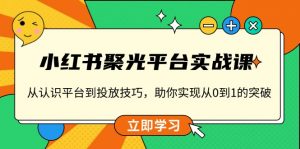 小红书 聚光平台实战课,从认识平台到投放技巧,助你实现从0到1的突破-网创星球