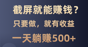 截屏就能赚钱？0门槛，只要做，100%有收益的一个项目，一天躺赚500+-网创星球