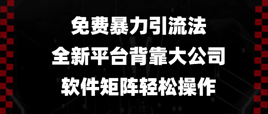 免费暴力引流法，全新平台，背靠大公司，软件矩阵轻松操作-网创星球