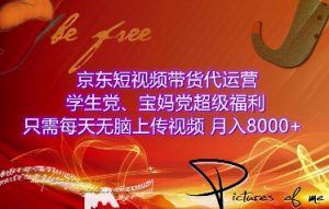 京东短视频带货代运营,学生党、宝妈党超级福利,只需每天无脑上传视频,月入8000+【仅揭秘】-网创星球