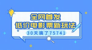 全网首发，低价电影票新玩法，已有人30天搞了75741【揭秘】-网创星球