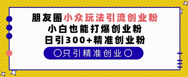 朋友圈小众玩法引流创业粉，小白也能打爆创业粉，日引300+精准创业粉【揭秘】-网创星球