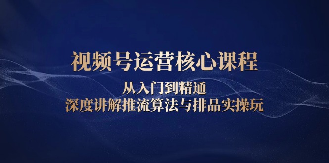 视频号运营核心课程,从入门到精通,深度讲解推流算法与排品实操玩-网创星球