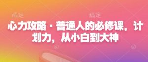心力攻略·普通人的必修课,计划力,从小白到大神-网创星球