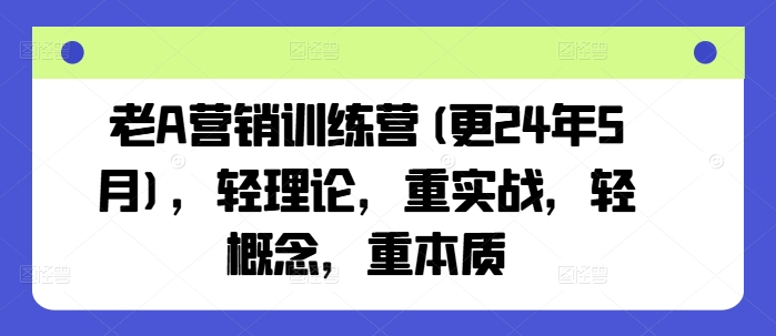 老A营销训练营(更25年1月),轻理论,重实战,轻概念,重本质-网创星球