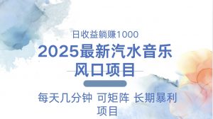 2025最新汽水音乐躺赚项目 每天几分钟 日入1000＋-网创星球