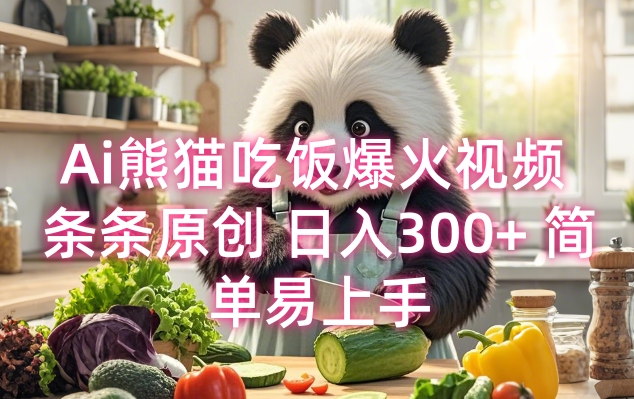 Ai熊猫吃饭爆火视频 条条原创 日入300+ 简单易上手-网创星球