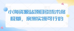 小淘资源站项目引流术终极版，亲测实操可行的-网创星球
