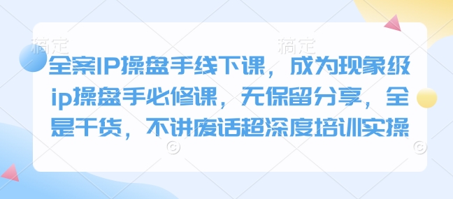 全案IP操盘手线下课,成为现象级ip操盘手必修课,无保留分享,全是干货,不讲废话超深度培训实操-网创星球