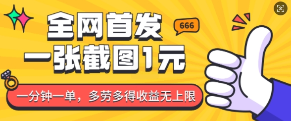 全网首发,一张截图1块钱,一分钟一单,多劳多得,收益无上限-网创星球