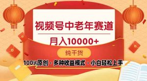 视频号中老年赛道 100%原创 手把手教学 新号3天收益破百 小白必备-网创星球