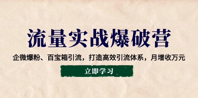 流量实战爆破营：企微爆粉、百宝箱引流，打造高效引流体系，月增收万元-网创星球