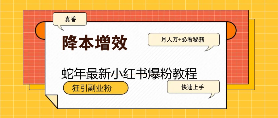 蛇年最新小红书爆粉教程,狂引副业粉,月入万+必看-网创星球