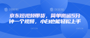 京东短视频带货，简单搬运5分钟一个视频，小白也能轻松上手-网创星球