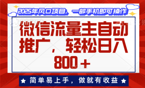 微信流量主自动推广，轻松日入800+，简单易上手，做就有收益。-网创星球