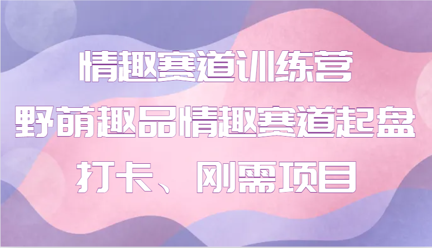 情趣赛道训练营 野萌趣品情趣赛道起盘打卡、刚需项目-网创星球