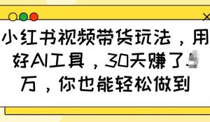 小红书视频带货玩法，用好AI工具，30天收益过W，你也能轻松做到-网创星球