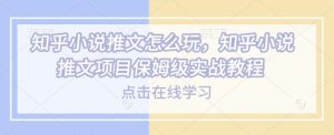 知乎小说推文怎么玩，知乎小说推文项目保姆级实战教程-网创星球