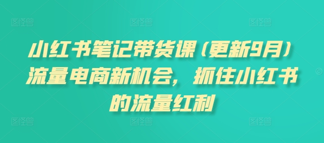 小红书笔记带货课(更新25年2月)流量电商新机会,抓住小红书的流量红利-网创星球