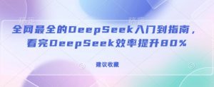 全网最全的DeepSeek入门到指南,看完DeepSeek效率提升80%(建议收藏)-网创星球
