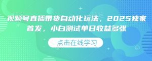 视频号直播带货自动化玩法，2025独家首发，小白测试单日收益多张【揭秘】-网创星球
