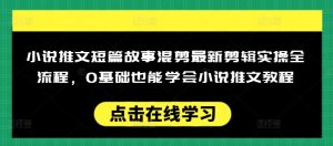 小说推文短篇故事混剪最新剪辑实操全流程，0基础也能学会小说推文教程，肯干多发日入多张-网创星球