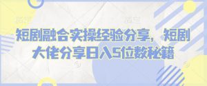 短剧融合实操经验分享，短剧大佬分享日入5位数秘籍-网创星球