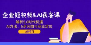企业短视频&AI获客课:解析5.0时代机遇,AI方法,6步突围与商业定位-网创星球
