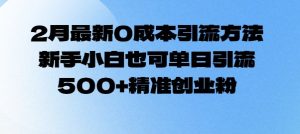 2月最新0成本引流方法,新手小白也可单日引流500+精准创业粉-网创星球
