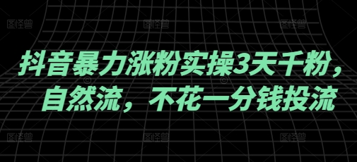 抖音暴力涨粉实操3天千粉,自然流,不花一分钱投流,实操经验分享-网创星球
