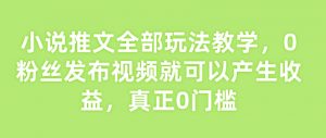 小说推文全部玩法教学,0粉丝发布视频就可以产生收益,真正0门槛-网创星球
