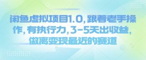 闲鱼虚拟项目1.0，跟着老手操作，有执行力，3-5天出收益，做离变现最近的赛道-网创星球