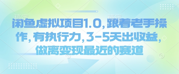 闲鱼虚拟项目1.0，跟着老手操作，有执行力，3-5天出收益，做离变现最近的赛道-网创星球