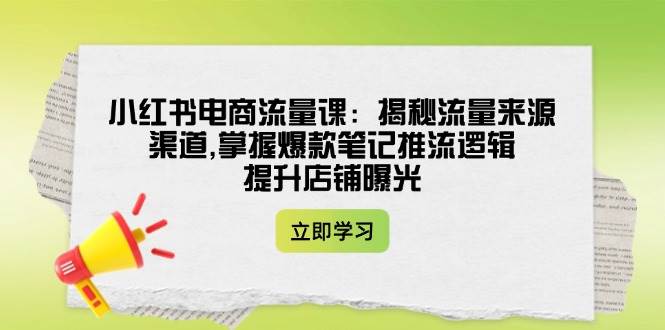 小红书电商流量课:揭秘流量来源渠道,掌握爆款笔记推流逻辑,提升店铺曝光-网创星球