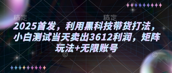 2025首发,利用黑科技带货打法,小白测试当天卖出3612利润,矩阵玩法+无限账号【揭秘】-网创星球
