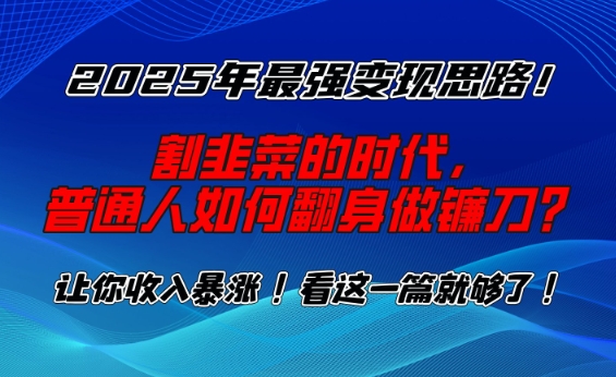 2025年最强变现思路,割韭菜的时代, 普通人如何翻身做镰刀?【揭秘】-网创星球