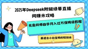 2025年Deepseek附能绿幕直播间挣米攻略无需拜师自学月入过W保姆级教程,最适合小白宝妈的轻创业-网创星球