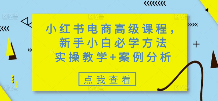 小红书电商高级课程,新手小白必学方法,实操教学+案例分析-网创星球