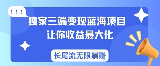 独家三端变现蓝海项目,让你收益最大化,长尾流无限躺挣-网创星球