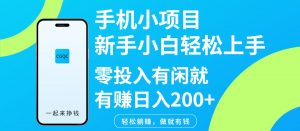 手机小项目新手小白轻松上手零投入有闲就有赚日入200+-网创星球
