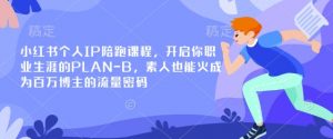 小红书个人IP陪跑课程,开启你职业生涯的PLAN-B,素人也能火成为百万博主的流量密码-网创星球