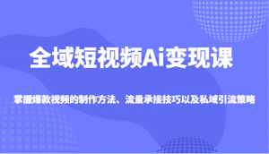 全域短视频Ai变现课,掌握爆款视频的制作方法、流量承接技巧以及私域引流策略-网创星球