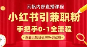 云帆内部直播课,小红书引流兼职粉教程,日引500+月变现过W-网创星球