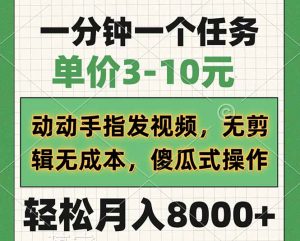 一分钟一个任务，单价3-10元，动动手指发视频，无剪辑无成本，傻瓜式操...-网创星球