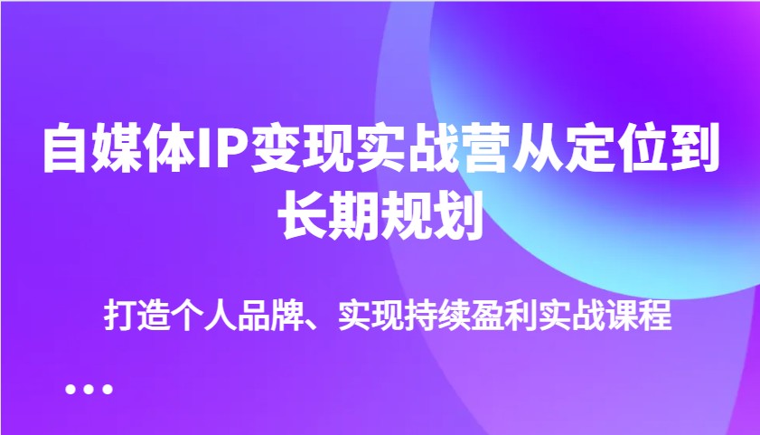 自媒体IP变现实战营从定位到长期规划,打造个人品牌、实现持续盈利实战课程-网创星球
