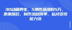 3D动画养生,5条作品涨粉5万,条条爆款,制作流程简单,私域变现能力强-网创星球
