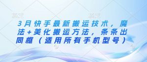 3月快手最新搬运技术,魔法+美化搬运方法,条条出同框(适用所有手机型号)-网创星球