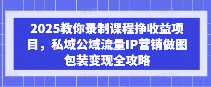 2025教你录制课程挣收益项目,私域公域流量IP营销做图包装变现全攻略-网创星球